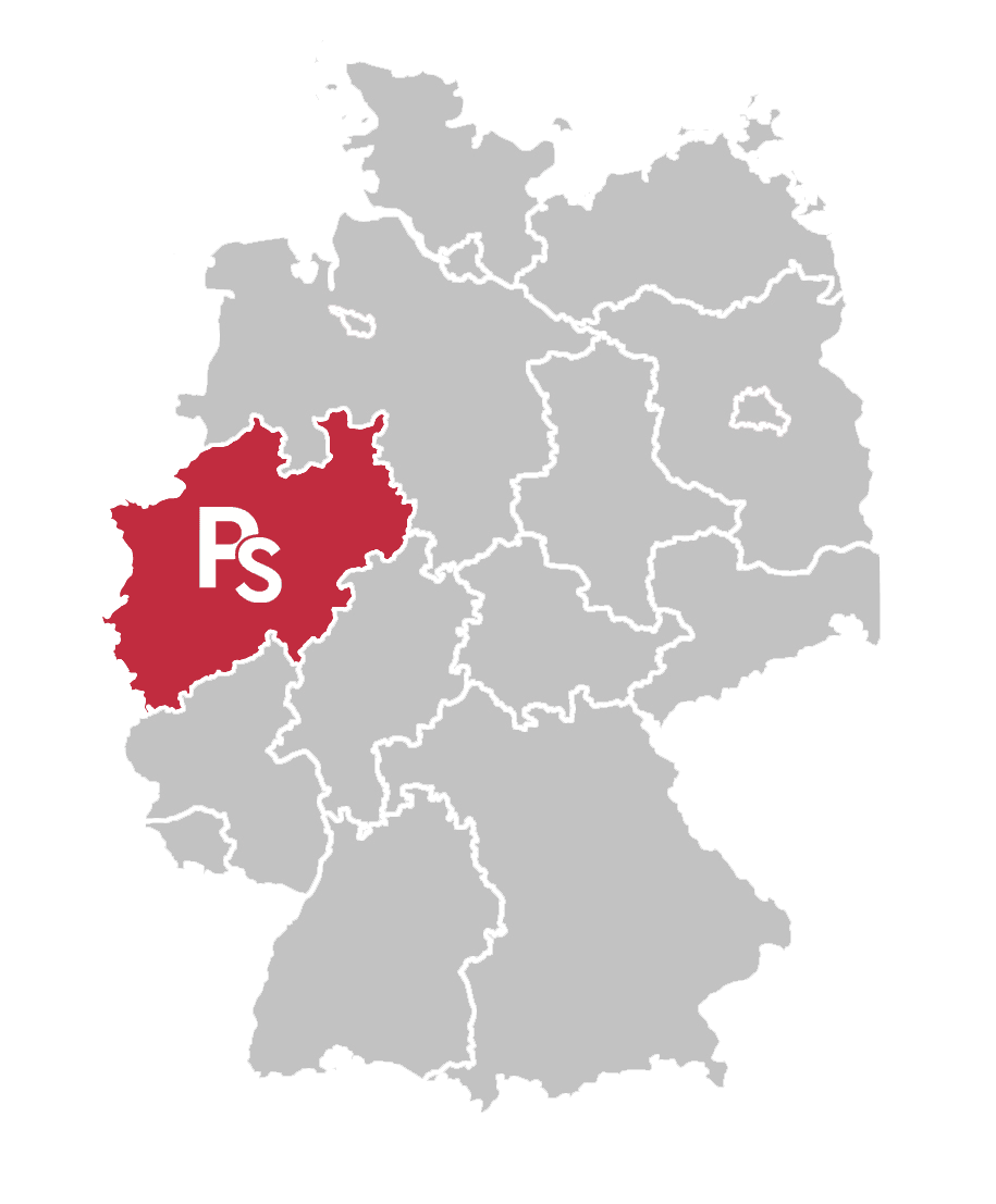 Karte von Deutschland mit hervorgehobenem Nordrhein-Westfalen